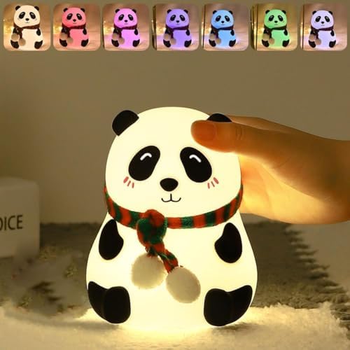 One94Store Rechargeable Silicone Panda Night Light for Kids | 7-Color LED Changing Lamp |Adorable Room Decor & Gift for Toddlers, Teens, & Valentine's Day Present|Soft BPA-Free Nig